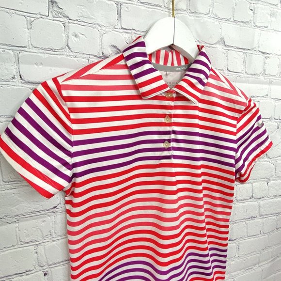 Nike Golf Striped Polo Shirt Girls Multicolor LG - Picture 2 of 5